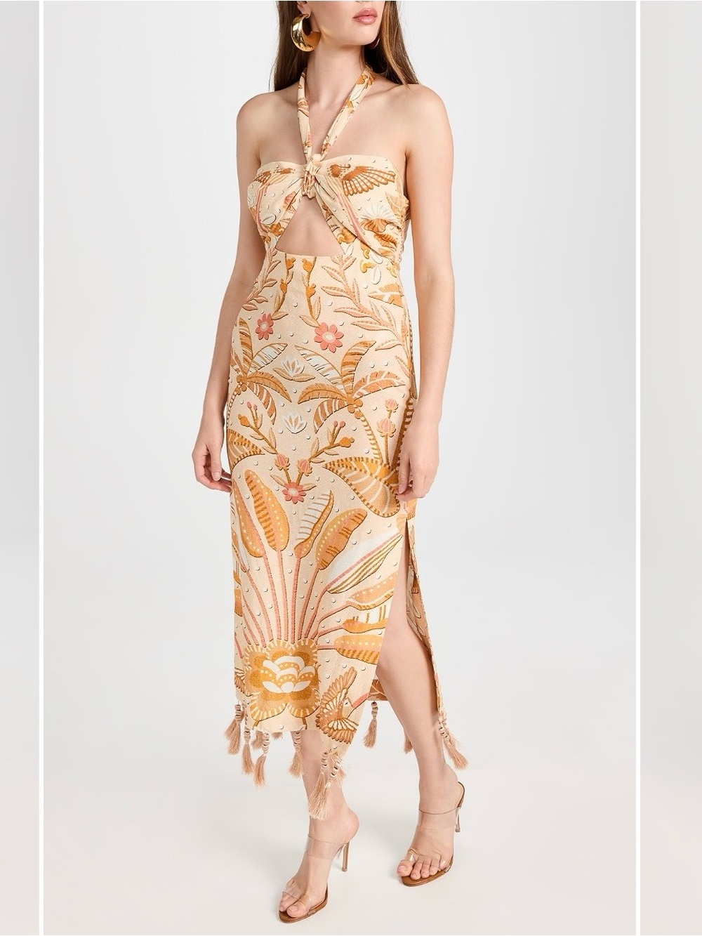 Farm Rio Jungle Chic Halter Dress with Tassels - Picture 2 of 5
